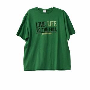 Delta Men Green TShirt Graphic Live Life to the Full Casual Crew Short Sleeve XL